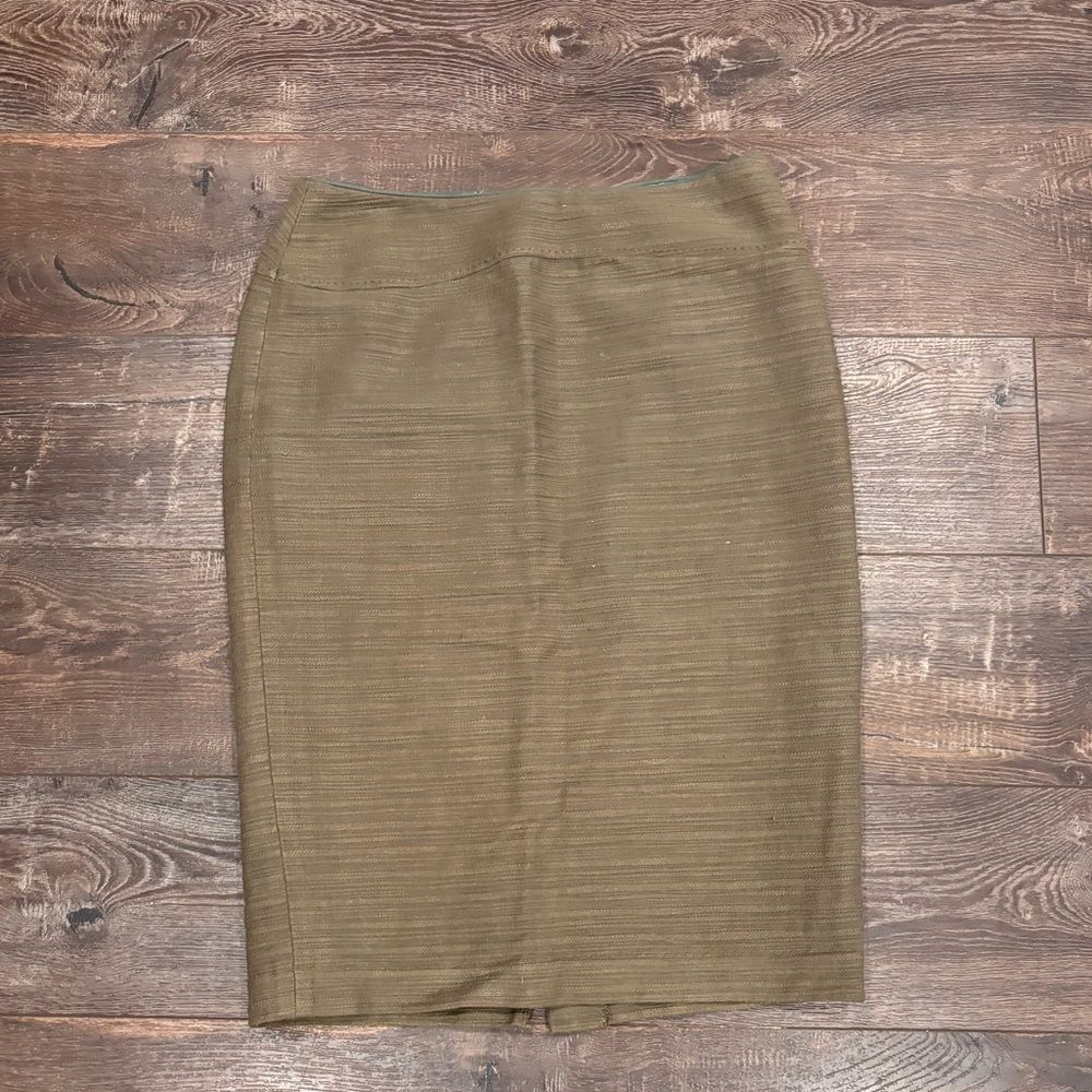 Moulinette Soeurs Anthropologie green textured pencil skirt 8